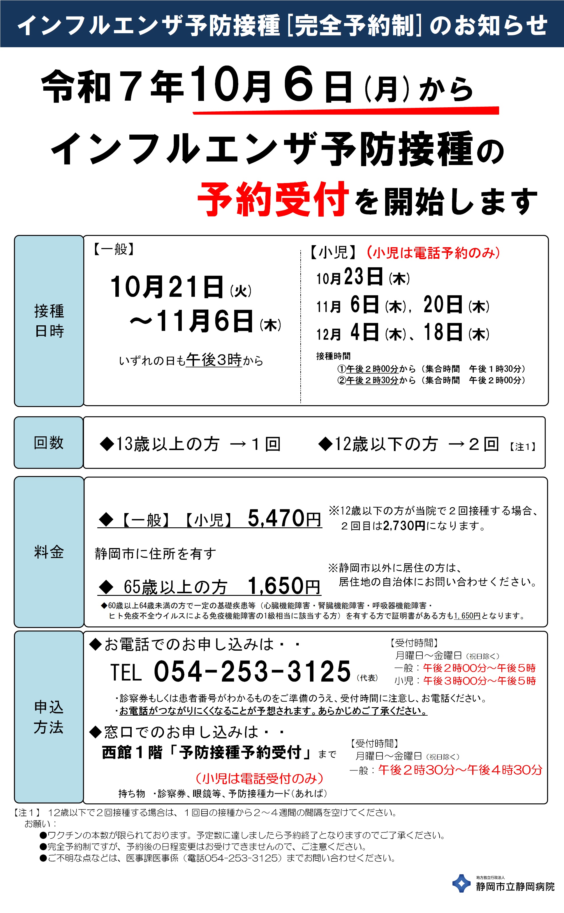 インフルエンザ予防接種