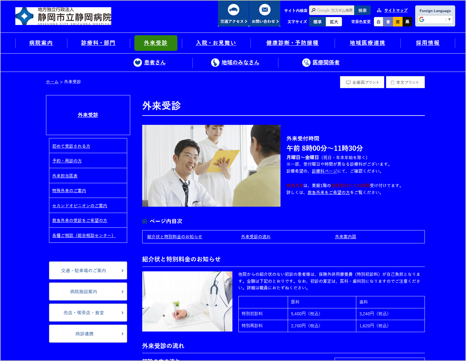 背景色 青、文字色 白