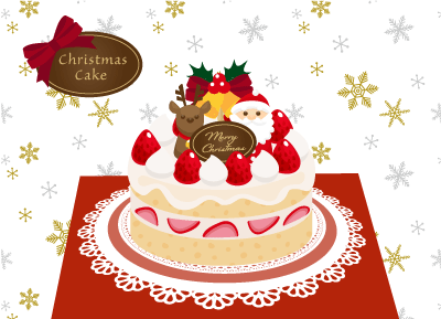 クリスマスのサンタといちごのケーキ